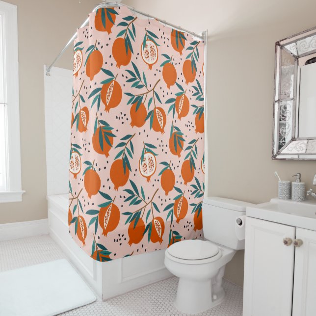 Colorful Pomegranate Pattern Shower Curtain (In Situ)