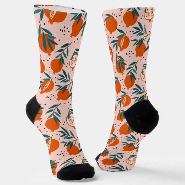 Colorful Pomegranate Pattern Socks (Angled)