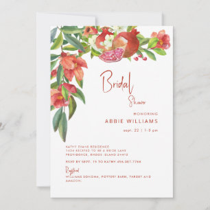 Colorful Pomegranate Tuscan Red Bridal Invitation