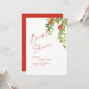 Colorful Pomegranate Tuscan Red Bridal Shower Invitation