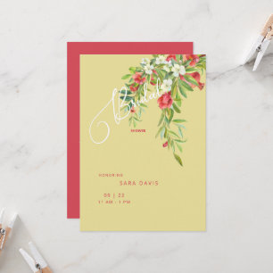 Colorful Pomegranate Tuscan Yellow & Red Bridal Invitation