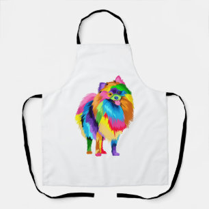 Colorful Pomeranian Artwork - Dog Lover Animal Bre Apron