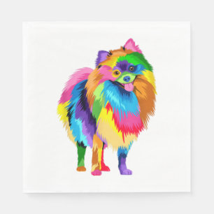 Colorful Pomeranian Artwork - Dog Lover Animal Bre Napkins