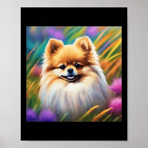 Colorful Pomeranian Dog Breed  Poster