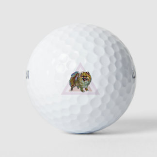 Colorful pomeranian dog golf balls