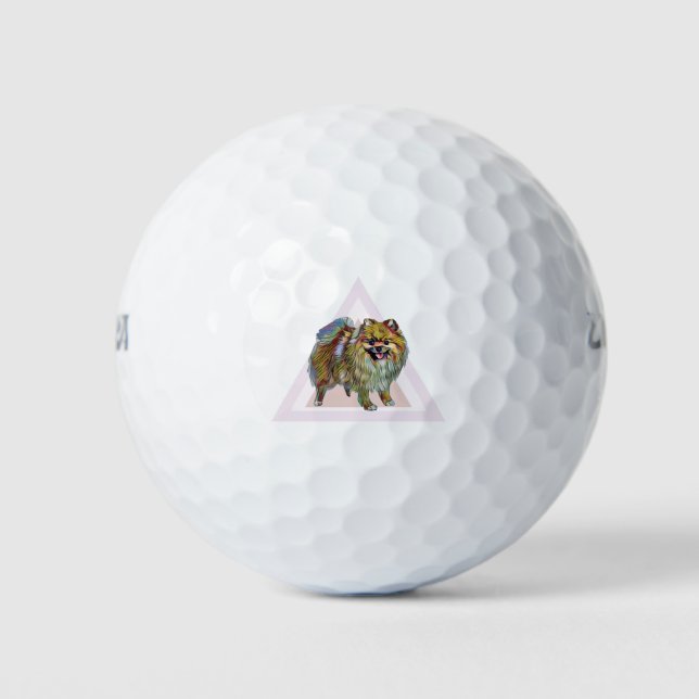 Colorful pomeranian dog golf balls (Front)