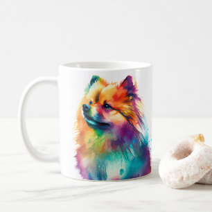 Colorful Pomeranian Dog Pet Coffee Mug, Cup