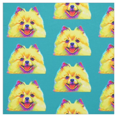 Colorful Pomeranian Fabric