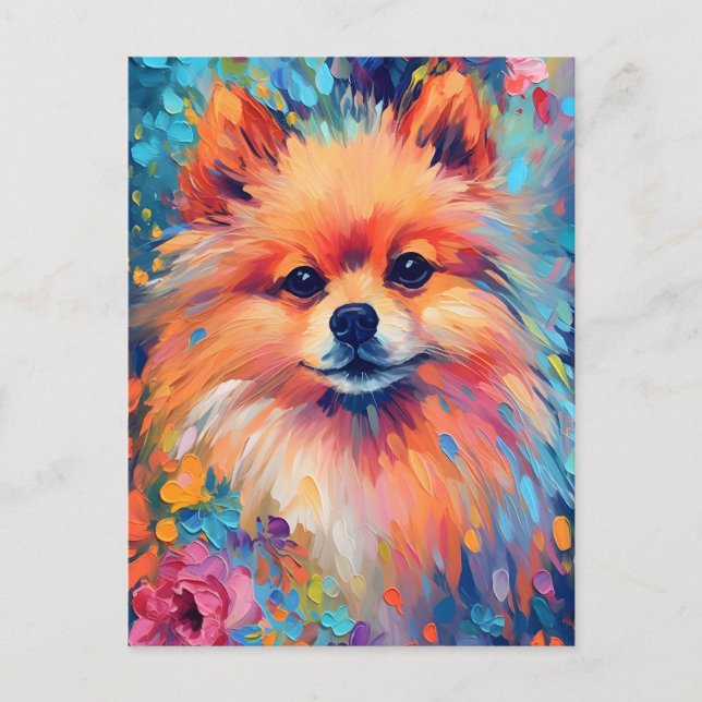Colorful Pomeranian Postcard (Front)
