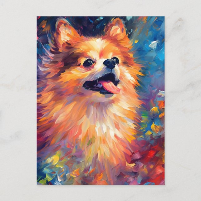 Colorful Pomeranian Postcard (Front)
