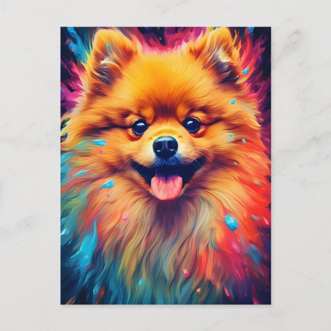 Colorful Pomeranian Postcard (Front)