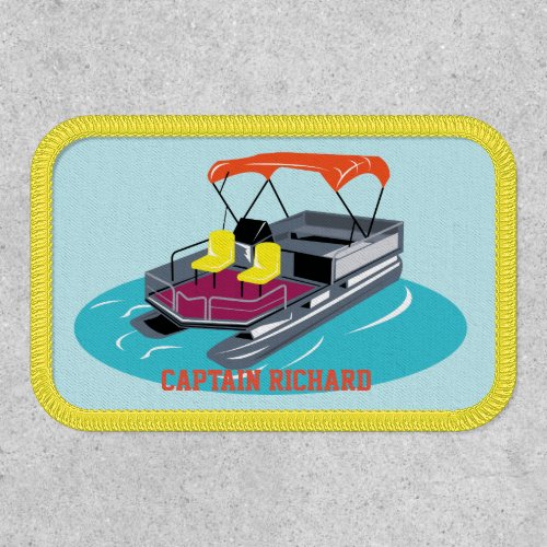 Colorful Pontoon Boat Illustrated Personalized Patch