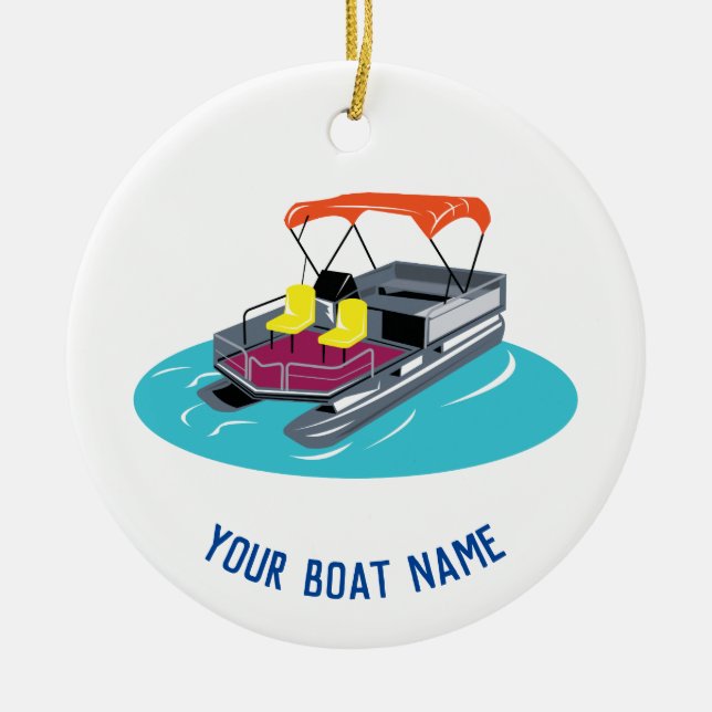 Colorful Pontoon Boat Ornament (Front)