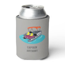 Colorful Pontoon Boat Personalized Can Cooler Colorful Pontoon Boat Personalized Can Cooler
