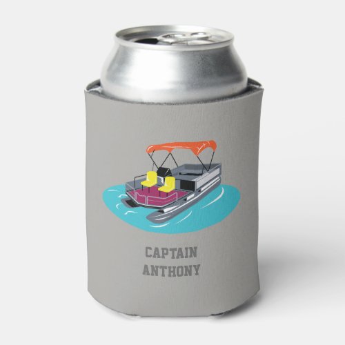 Colorful Pontoon Boat Personalized Can Cooler