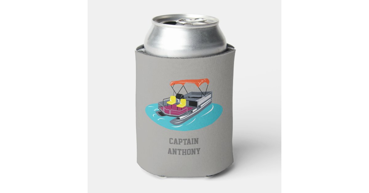 Colorful Pontoon Boat Personalized Can Cooler