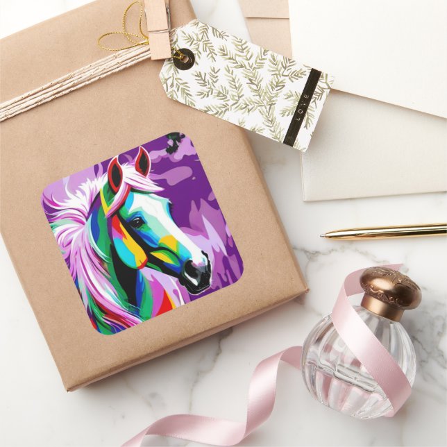 Colorful Pony Square Sticker (Gifting)