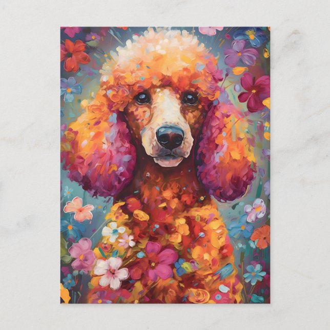Colorful Poodle Postcard (Front)