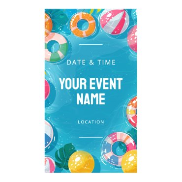 Colorful pool floats beach party digital templates