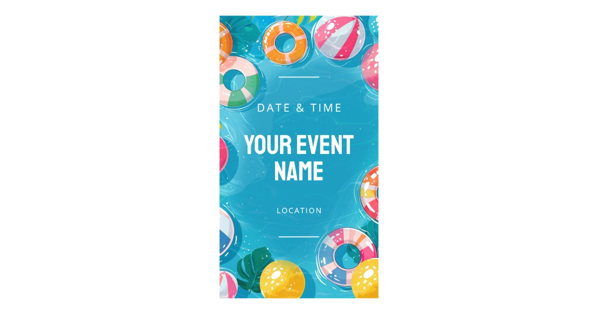 Colorful pool floats beach party digital templates (Free) | Zazzle