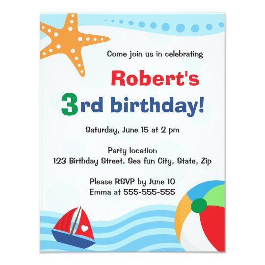 colorful pool or beach party invitation for kids kids beach party invitation