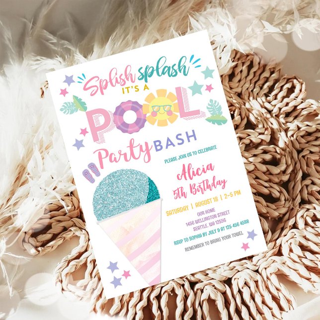 Colorful Pool Party Birthday Invitation (Creator Uploaded)