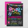 Colorful Pool Party Girls Birthday Swimming Invitation
