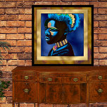 Colorful Pop Art African Man 2<br><div class="desc">Elegant acrylic art,  with graphics of a handsome African man portraiture,  done in a faux foil of blue and gold pop art style.  Lovely addition to your room decor.</div>