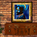 Colorful Pop Art African Man 2 Canvas Print<br><div class="desc">Elegant canvas print with graphics of a handsome African man head shot,  done in a faux foil of blue and gold pop art style.  Lovely addition to your room decor.</div>