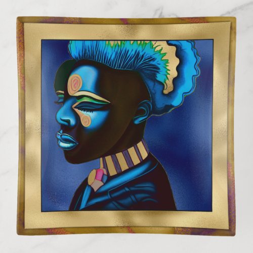 Colorful Pop Art African Man 2  Trinket Tray