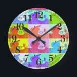 Colorful Pop Art Apple Round Clock<br><div class="desc">Enjoy a bright and colorful style pop art "apple" wall clock wherever you want a splash of color. With clock face ... </div>