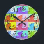 Colorful Pop Art Apple Round Clock<br><div class="desc">Enjoy a bright and colorful style pop art "apple" wall clock wherever you want a splash of color. With clock face ... </div>