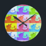 Colorful Pop Art Apple Round Clock<br><div class="desc">Enjoy a bright and colorful style pop art "apple" wall clock wherever you want a splash of color.</div>