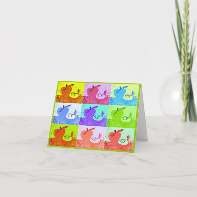 Colorful Pop Art  Apples Note Card (Front)