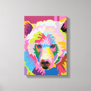 Colorful Pop Art Bear Portrait Canvas Print