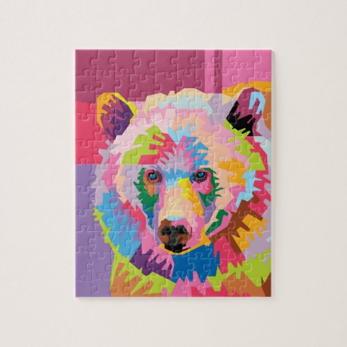 Colorful Pop Art Bear Portrait Jigsaw Puzzle