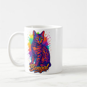 Colorful Pop Art Bengal Cat Illustration Coffee Mug
