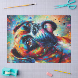 Colorful Pop Art Boxer Dog Decoupage Tissue Paper