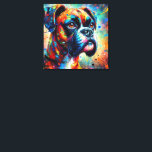 Colorful Pop Art Boxer Dog Dogs Teal Blue Puppy Canvas Print<br><div class="desc">Boxers are often seen as symbols of strength, courage, and determination. Their powerful build and tenacious spirit represent resilience and the ability to overcome challenges. In many cultures, boxers are also associated with loyalty and protection, as they are known for their strong bonds with their owners and their protective nature....</div>