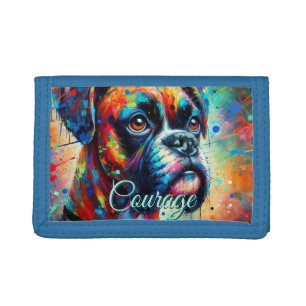 Colorful Pop Art Boxer Dog Personalized Trifold Wallet