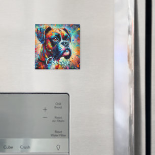 Colorful Pop Art Boxer Dog Teal Blue Dogs Magnet