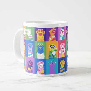 Colorful Pop Art Cat Paw Grid Design Giant Coffee Mug