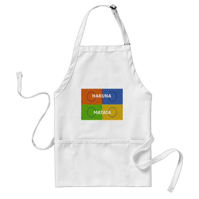 Colorful Pop Art Collage & "Hakuna Matata" Message Adult Apron (Front)