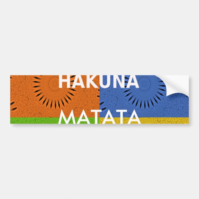 Colorful Pop Art Collage & "Hakuna Matata" Message Bumper Sticker (Front)