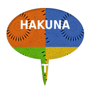 Colorful Pop Art Collage & "Hakuna Matata" Message Cake Topper