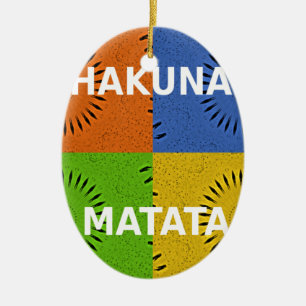 Colorful Pop Art Collage & "Hakuna Matata" Message Ceramic Ornament