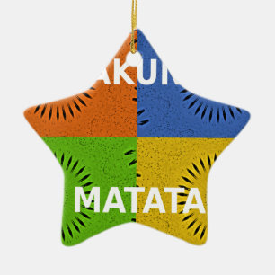 Colorful Pop Art Collage & "Hakuna Matata" Message Ceramic Ornament