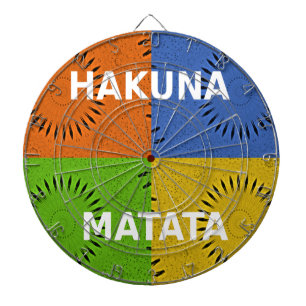 Colorful Pop Art Collage & "Hakuna Matata" Message Dartboard With Darts