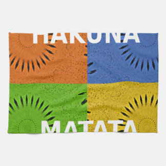 Colorful Pop Art Collage & "Hakuna Matata" Message Kitchen Towel