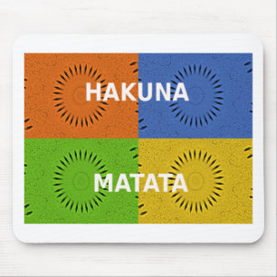 Colorful Pop Art Collage & "Hakuna Matata" Message Mouse Pad